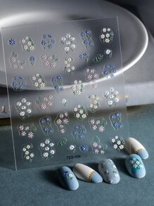 1pc Embossed Wildflowers Collage Waterproof Nail Art Sticker Nail Stickers DIY - Multicolor - View 1