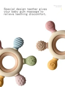 嬰兒矽膠易於清潔安全牙膠 - 杏色 - 查看 3