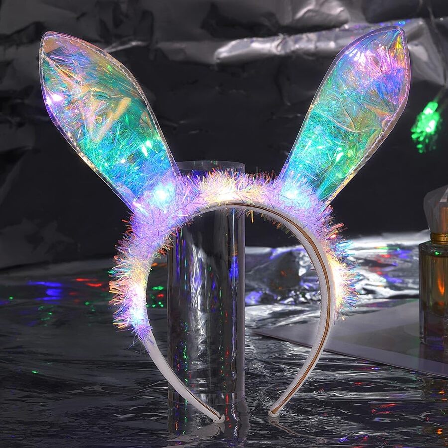 Light Up Bunny Ears Headband Flashing Rabbit Ears Hair Band Glowing ...