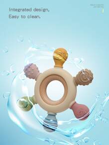 嬰兒矽膠易於清潔安全牙膠 - 杏色 - 查看 4