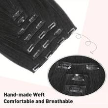 22Inch 16 Clips In Straight Hair Extensions Long Straight Hair Extensions Synthetic Hairpieces Heat Resistant Wig Extensions For Women Girls - Black - View 2