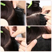 22Inch 16 Clips In Straight Hair Extensions Long Straight Hair Extensions Synthetic Hairpieces Heat Resistant Wig Extensions For Women Girls - Black - View 7