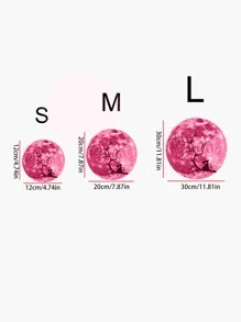 1pc Cat & Moon Glow-In-The-Dark PVC Self-Adhesive Removable Wall Sticker For Baby Room And Study, Stickers, Wall Decal, Vinyl Decal For Home Decorations, Spring Decoration Items Refresh Your Home, Rama Decoration Stickers Gifts Birthday Graduation - Pink - View 2