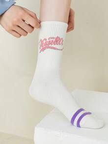 8 pares de calcetines divertidos y personalizados con letras hasta el tobillo para mujeres - Multicolor - Ver 4