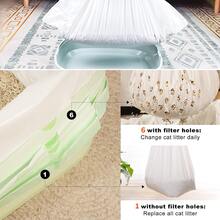 1入組貓砂包帶洞過濾網紗,耐用抽繩,貓砂墊包括,寵物清潔用品 - 白色 - 查看 2