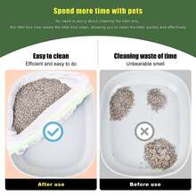 1入組貓砂包帶洞過濾網紗,耐用抽繩,貓砂墊包括,寵物清潔用品 - 白色 - 查看 3