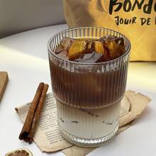 1 件 200ml/300ml/400ml 透明竖纹玻璃咖啡杯牛奶杯果汁杯冰淇淋杯适用于派对、家庭、咖啡厅、餐厅 - 無色 - 查看 6