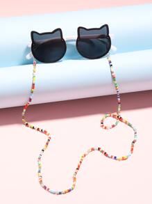 1pc Girls' Acrylic Cartoon Fashion Eyeglasses, Suitable For Preteen And Teenagers - White - View 1