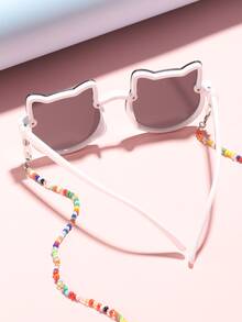 1pc Girls' Acrylic Cartoon Fashion Eyeglasses, Suitable For Preteen And Teenagers - White - View 3
