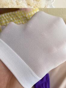3-12 Tuổi Lớn Đàn hồi Nhung Nhảy Cô gái Con trai Vớ giữa ống Cơ bản Vớ giữa ống - trắng - Xem 2