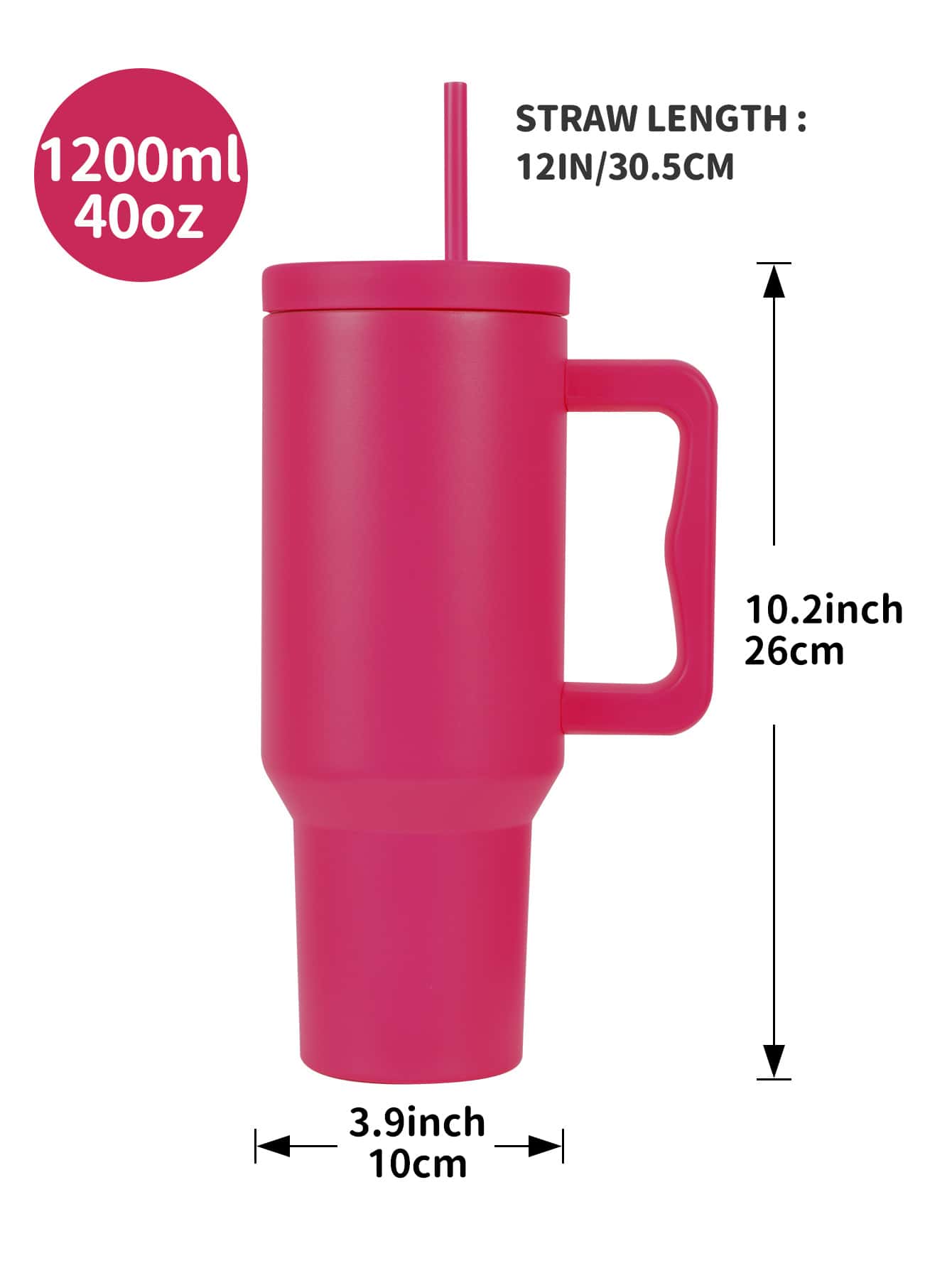 1pc 40oz/1200ml Stainless Steel Cold Drink Tumbler With Handle And