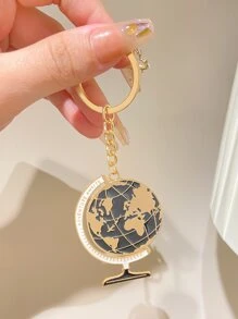 1pc Cute Cartoon Planet Globe Metal Keychain For Men & Women, Fashion Backpack Pendant