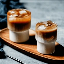 1 件 200ml/300ml/400ml 透明竖纹玻璃咖啡杯牛奶杯果汁杯冰淇淋杯适用于派对、家庭、咖啡厅、餐厅 - 無色 - 查看 8