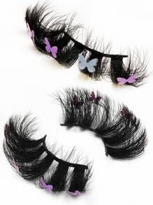 1 cặp lông mi giả trang trí hình con bướm - màu đen - Xem 5