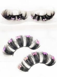 1 cặp lông mi giả trang trí hình con bướm - màu đen - Xem 3