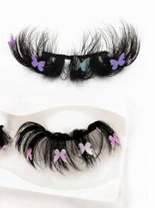 1 cặp lông mi giả trang trí hình con bướm - màu đen - Xem 7