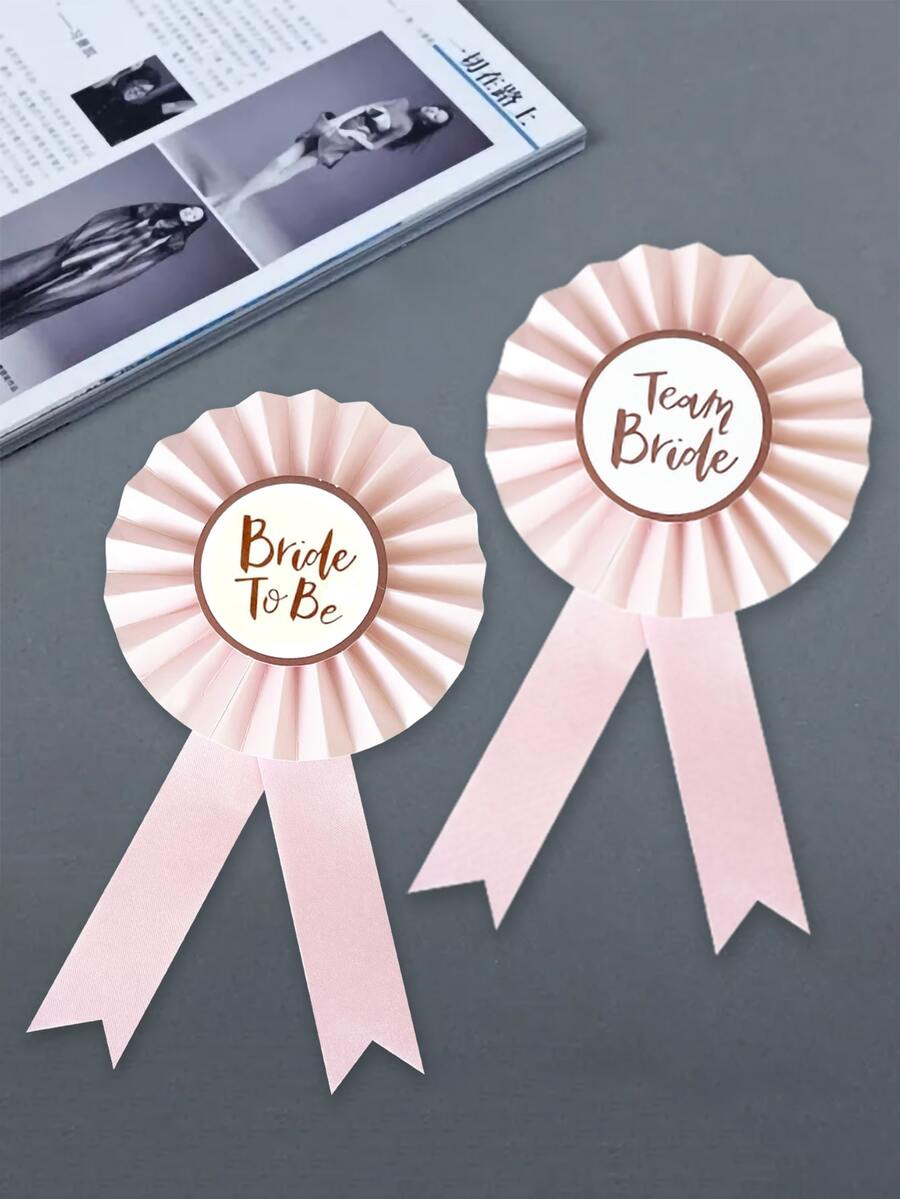 准新娘玫瑰金鍍徽章別針適合婚禮婚禮淋浴母雞夜晚派對裝飾用品,和團隊新娘徽章別針適用於伴娘婚禮派對裝飾用品 - 玫瑰金 - 查看 1