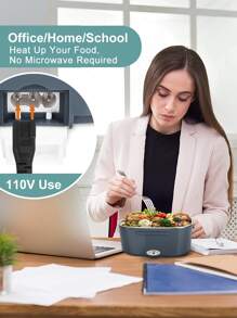 Electric Lunch Box Food Warmer - Portable Food Heater For Car & Home - Leak Proof, Lunch Heating Microwave For Truckers With Removable Stainless Steel Container 1.5 L, 110V/12V[Upgraded] - White - View 2