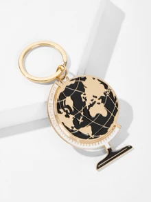 1pc Cute Cartoon Planet Globe Metal Keychain For Men & Women, Fashion Backpack Pendant