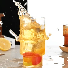 1 件 200ml/300ml/400ml 透明竖纹玻璃咖啡杯牛奶杯果汁杯冰淇淋杯适用于派对、家庭、咖啡厅、餐厅 - 無色 - 查看 10