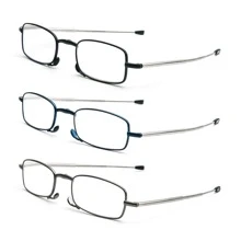 REAVEE 2 Pairs Folding Reading Glasses With Compact Bag Men Women Mini Blue Light Blocking Portable Reader With Spring Hinge