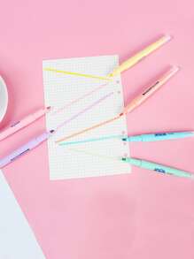 6pcs/Set 6 Colors Highlighter Pens Double Head Fluorescent Marker Pens Color Jelly Type Marking Pen Set For Office & School Supplies Back To School - Multicolor - View 3