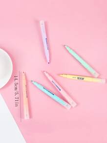 6pcs/Set 6 Colors Highlighter Pens Double Head Fluorescent Marker Pens Color Jelly Type Marking Pen Set For Office & School Supplies Back To School - Multicolor - View 5