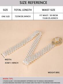 1件装女士时尚仿珍珠和水钻装饰优雅腰带，适合日常穿搭装饰，夏季、秋季、万圣节等场合。 - 白色 - 查看 2