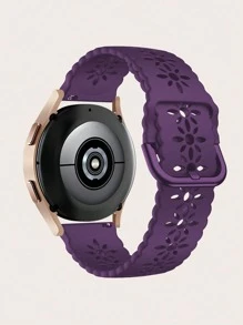 4入組黑色+粉色+深紫色通用20/22mm梅花設計矽膠手錶表帶，相容於華為/三星/小米/佳明手錶 - 彩色 - 查看 5