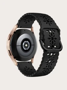 4入組黑色+粉色+深紫色通用20/22mm梅花設計矽膠手錶表帶，相容於華為/三星/小米/佳明手錶 - 彩色 - 查看 3