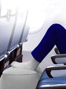 2 capas Reposapiés inflable para viajes, almohada inflable para los pies, para avión, tren, coche, viajes de negocios, siestas, dormitorio universitario, escuela, descanso en vacaciones, camping, oficina, accesorios de viaje, ayuda para dormir