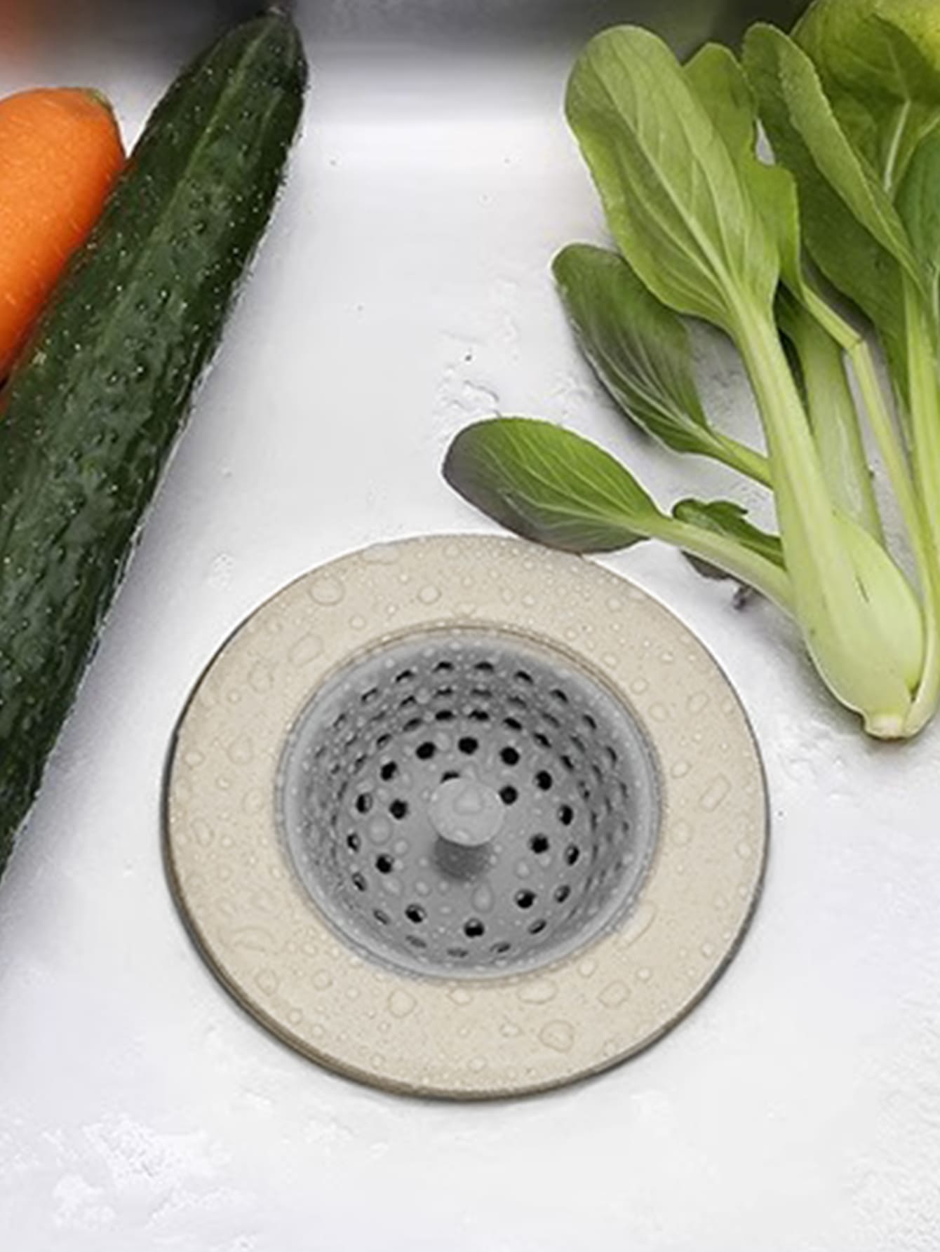 1入組廚房蔬菜盆過濾洗碗水池過濾排水防堵塞地漏 - 米色 - 查看 1