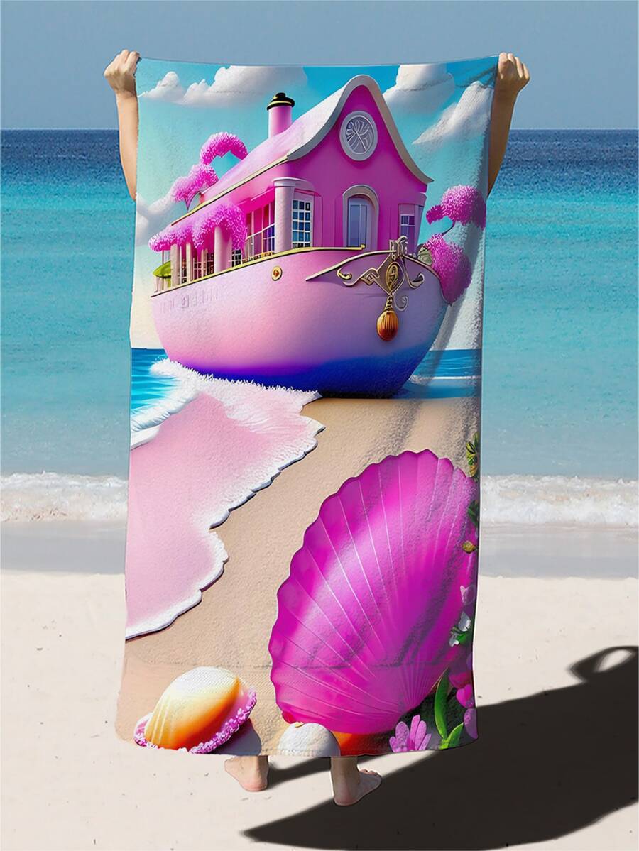 1入組纖維卡通圖案沙灘巾,中性戶外配件 - 彩色 - 查看 1