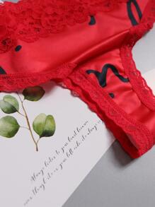 7pack Leopard & Heart Print Contrast Lace Thong Set - Multicolor - View 11