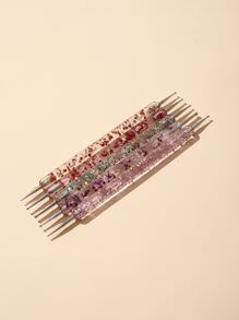 5支/套美甲设计彩色闪光点彩笔美甲绘画花朵美甲产品美甲工具美甲沙龙和家庭DIY使用美甲彩绘工具、美甲用品、美甲工具、美甲艺术工具、返校季、美甲、美甲贴片工具 - 彩色 - 查看 4