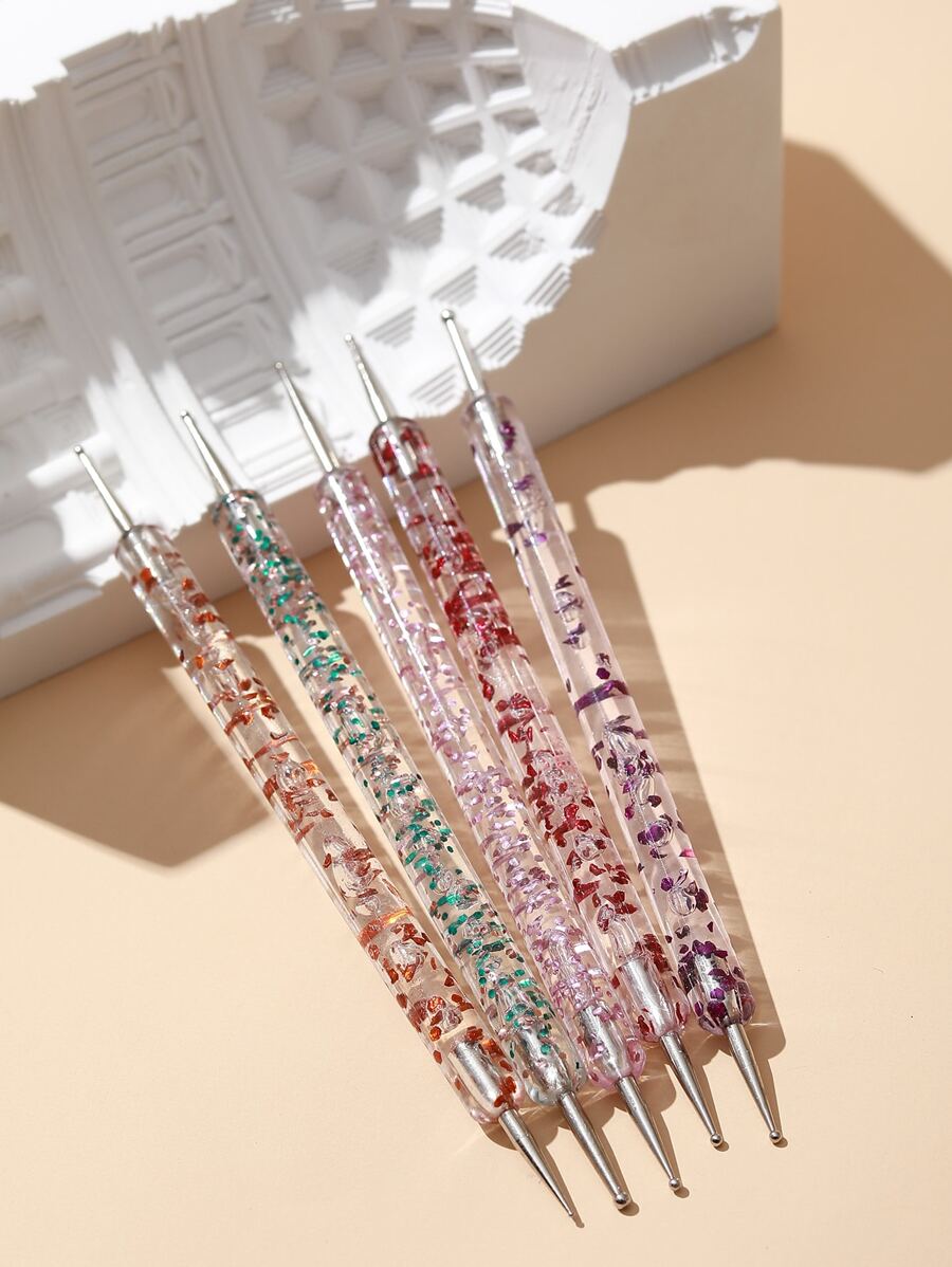 5支/套美甲设计彩色闪光点彩笔美甲绘画花朵美甲产品美甲工具美甲沙龙和家庭DIY使用美甲彩绘工具、美甲用品、美甲工具、美甲艺术工具、返校季、美甲、美甲贴片工具 - 彩色 - 查看 1
