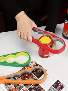 1 Pieza Herramienta Multifuncional Para Abrir Tapas, Dispositivo Giratorio De Cuatro En Para Abrir Latas De Conserva, Abridor De Tapas Fácil De Usar, Suministros De Cocina, Abridor De Botellas Y Abridor De Latas