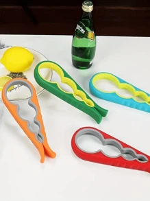 1 Pieza Herramienta Multifuncional Para Abrir Tapas, Dispositivo Giratorio De Cuatro En Para Abrir Latas De Conserva, Abridor De Tapas Fácil De Usar, Suministros De Cocina, Abridor De Botellas Y Abridor De Latas