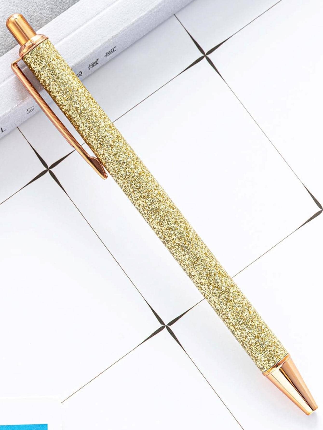Golden Glitter Ballpoint Pen - Black - View 1