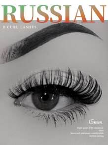 ruso tira Pestañas , 1 pieza 15mm visón de imitación rizo D natural dulce mullido ruso Pestañas postizas - Negro - Ver 2