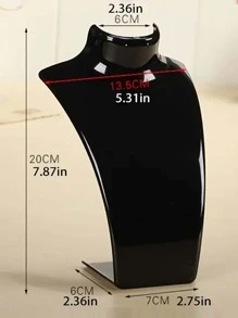 1pc Jewelry Display Stand, Portrait Neck Mannequin Jewelry Display Stand, Earrings & Necklace Storage Rack, Thick Chain Dress Decor Jewelry Display Prop Storage Rack, Portrait Neck Mannequin Earrings & Ring Storage Rack, Decorative - Black - View 2