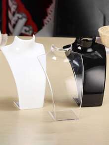 1pc Jewelry Display Stand, Portrait Neck Mannequin Jewelry Display Stand, Earrings & Necklace Storage Rack, Thick Chain Dress Decor Jewelry Display Prop Storage Rack, Portrait Neck Mannequin Earrings & Ring Storage Rack, Decorative - Black - View 7