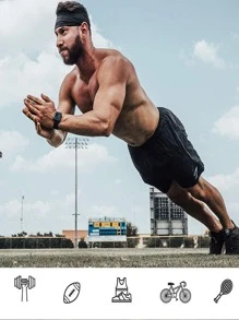 1 件運動吸汗頭帶,適合跑步、健身 - 黑色 - 查看 3