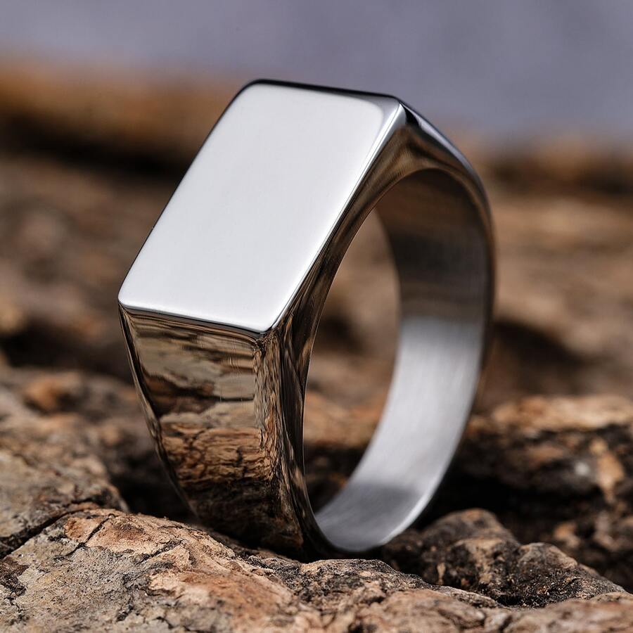 Rings for Women Men Stainless Steel Halloween Cocktail Party Biker Ring - Silver - View 1