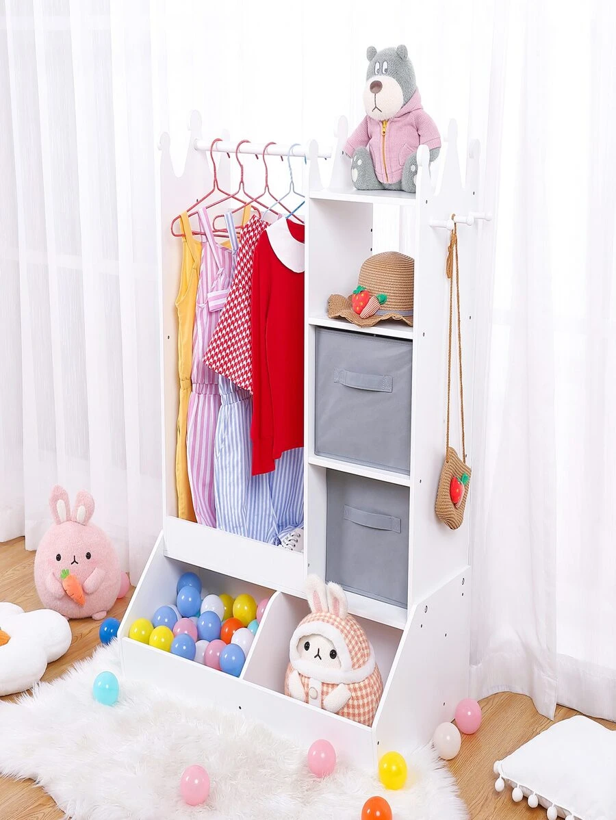 Dress Up Storage with Light & Mirror for Girls, Kids Clothing Rack with ...