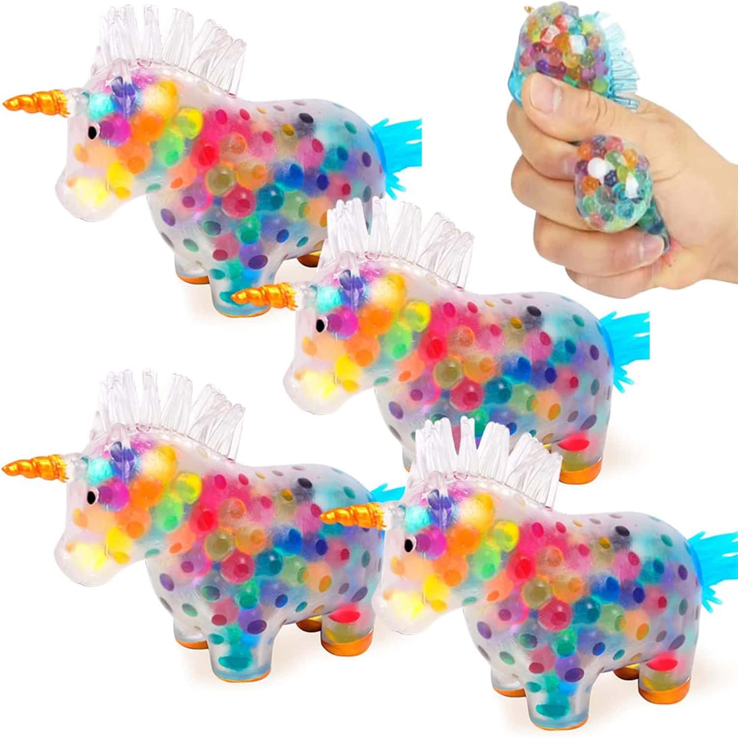 1入組獨角獸壓力球玩具,壓力球帶水珠子內側,焦慮緩解感官解壓玩具適用於男孩女孩禮品 - 彩色 - 查看 1