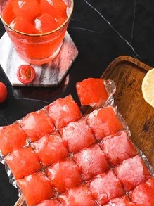 10pcs/20pcs/40pcs/60pcs Disposable Ice Cube Bags, 24 Independent Compartments, Self-sealing, Tearable, Perfect For Diy Ice Packing, Juice Freezing In Summer