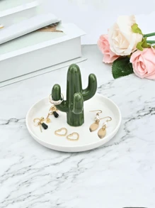 1 pieza cerámico en forma de cactus Bisutería almacenamiento Bandeja - Multicolor - Ver 2