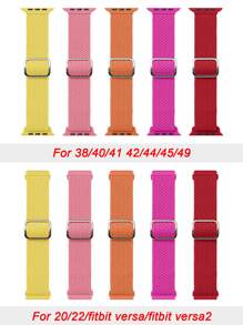 Bộ 5 dây đeo co giãn bện có thể điều chỉnh tương thích với /Fitbit/20MM/22MM - Nhiều màu - Xem 2