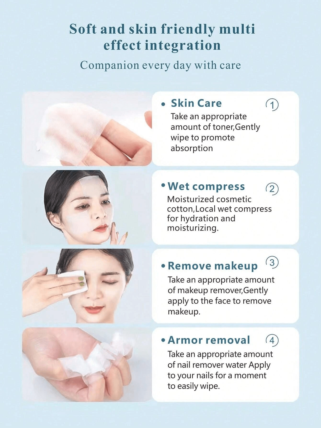 100pcs Makeup Remover Pads Wet And Dry Use makeup remover Facial